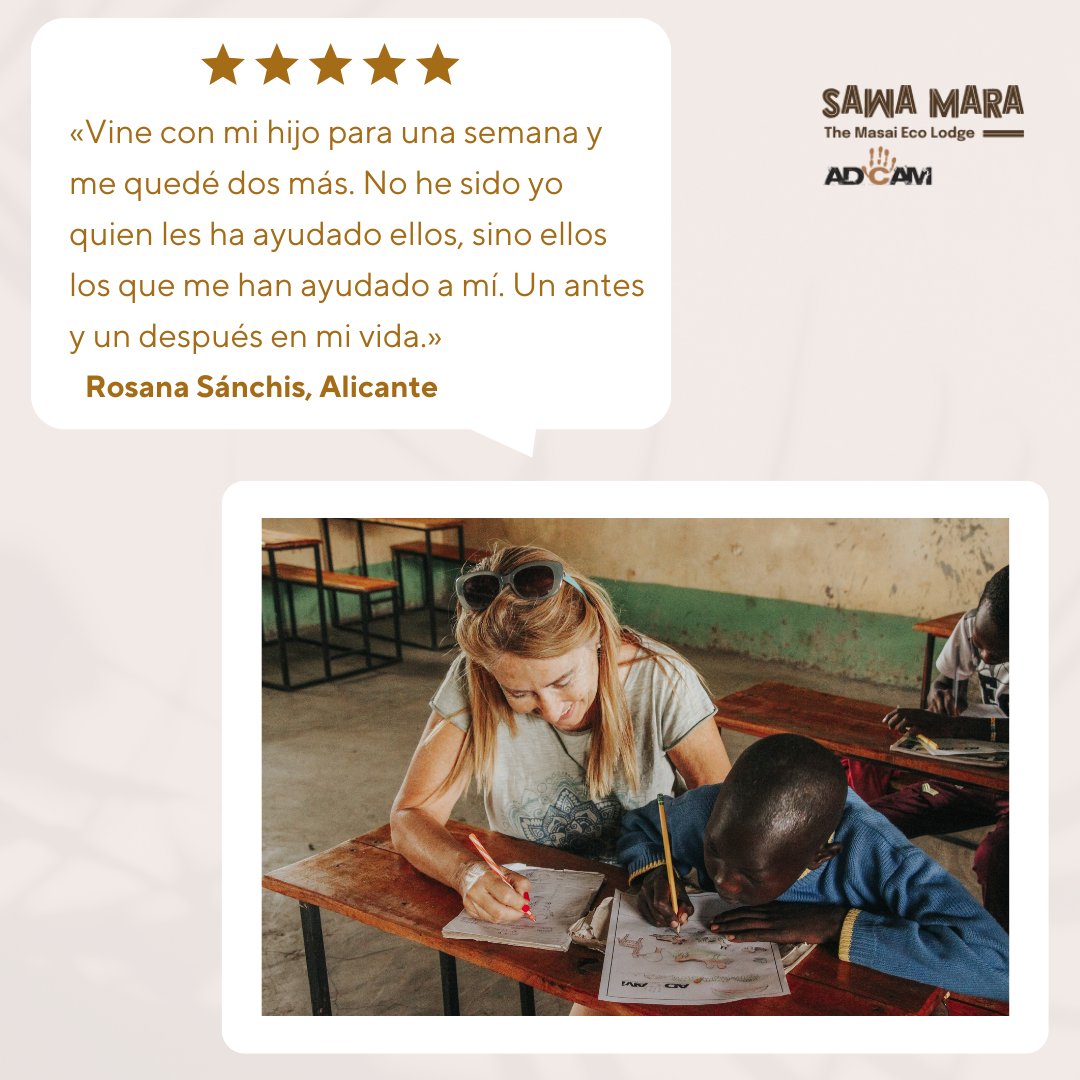 Graciela, Pedro, Javier, Nuria, Rosana, María José... 😊 
Cada 𝗲𝘅𝗽𝗲𝗿𝗶𝗲𝗻𝗰𝗶𝗮 𝘃𝗶𝘃𝗶𝗱𝗮 en Kenia 𝗲𝘀 𝘂́𝗻𝗶𝗰𝗮 𝗲 𝗶𝗻𝗼𝗹𝘃𝗶𝗱𝗮𝗯𝗹𝗲, y así nos lo hacéis llegar.
¡Gracias por vuestros comentarios! 🥰 
Más opiniones en:
sawamara.com/opiniones-sobr…