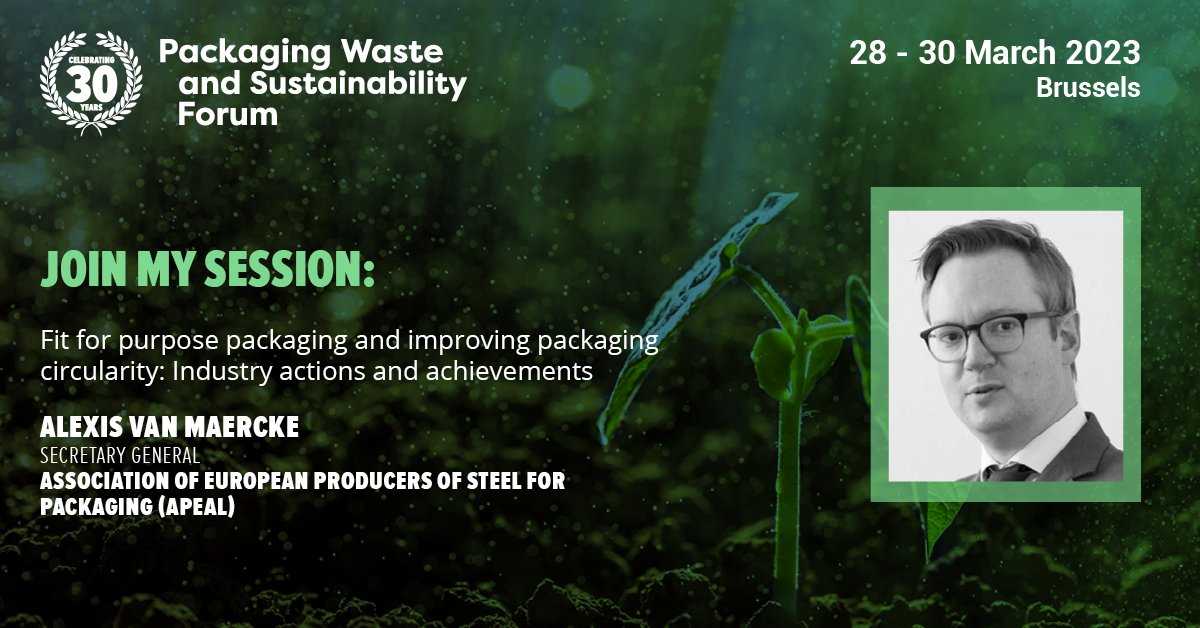 steelforpackEU's tweet photo. Coming this week -  Packaging Waste and Sustainability Forum in Brussels. Join #AlexisVanMaercke on Wednesday 29th March to discuss designing for better recyclability in #packaging #PPWR #whysteelrecyclesforever #PWSForum https://t.co/uoe58Oq6YV