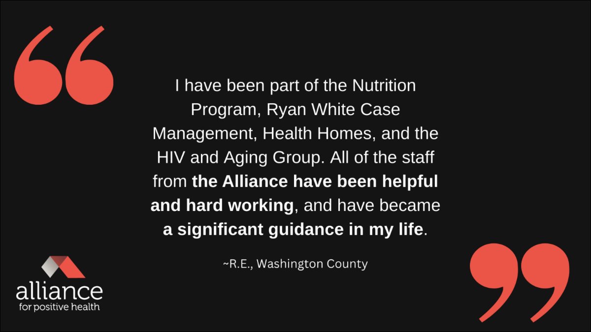AllianceLGBTQ's tweet photo. From nutrition assistance to passionate case #management, we are here to affirm YOU; where you are at, no judgement! ♥️ 

#AllianceAtWork #HIV #AIDS #Nutrition #CaseManagement #RyanWhite #TestimonialTuesday https://t.co/F6wWyprxSF
