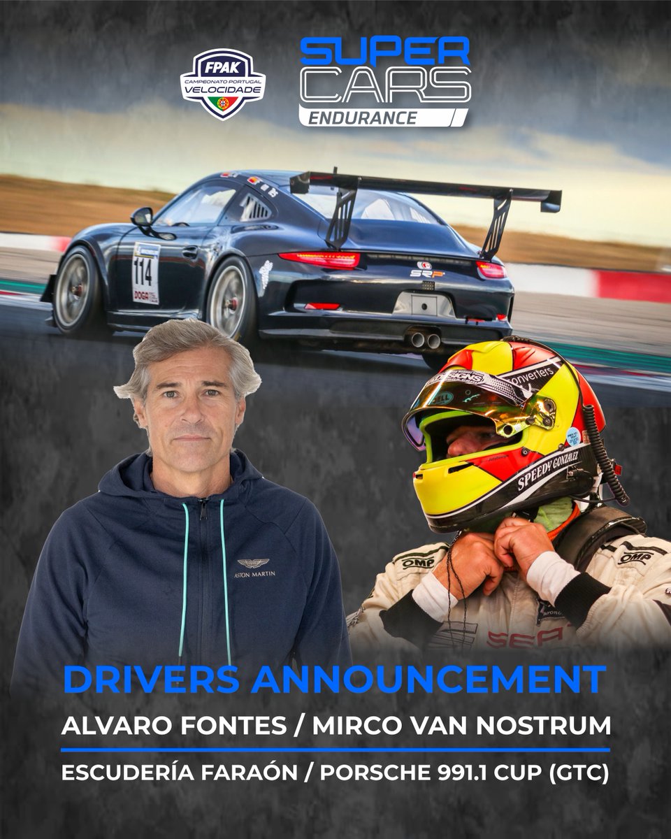 🆕GTC ENTRY -> ALVARO FONTES &amp; MIRCO VAN NOSTRUM JOIN ESCUDERÍA FARAÓN PORSCHE

Escudería Faraón will make its #IberianSupercars Endurance debut this season with a Porsche 991.1 Cup driven by <a href="/Alvaro_Fontes/">Alvaro Fontes</a> and Mirco van Nostrum.

🔗Read more🇬🇧🇪🇸🇵🇹: gt4south.com/post/fontes-an…