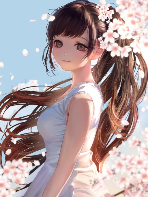 桜姫(習作、色塗り練習)#イラスト練習 #イラスト 