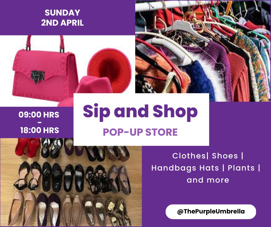 prpl_umbrella's tweet photo. Get ready to shop till you drop at The Purple Umbrella pop up store event! With a wide range of items including clothes, belts, shoes, and perfumes, you'll find everything you need for a chic and stylish wardrobe.#ThePurpleUmbrella #PopUpShop #FashionFinds https://t.co/n8d38CEMFL