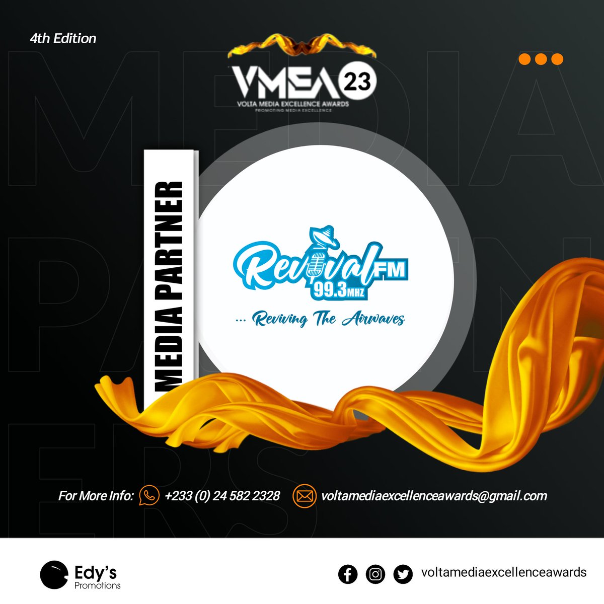 VMEAwards's tweet photo. @RevivalFm_993 Traditional Media Partner for the 4th edition of @VMEAwards

#vmea23 https://t.co/r9ph0ZJVAx