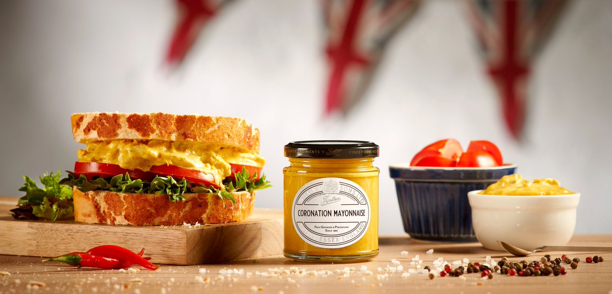 Fit for a King! Our Tiptree Coronation Mayonnaise is a blend of mayonnaise, mango chutney, and a touch of spicy curry powder.. With no artificial colours or flavours, it’s great with chicken, turkey, rice or eggs, and is superb in a sandwich or wonderful in a wrap.