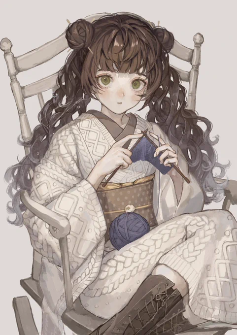 ニット×着物 