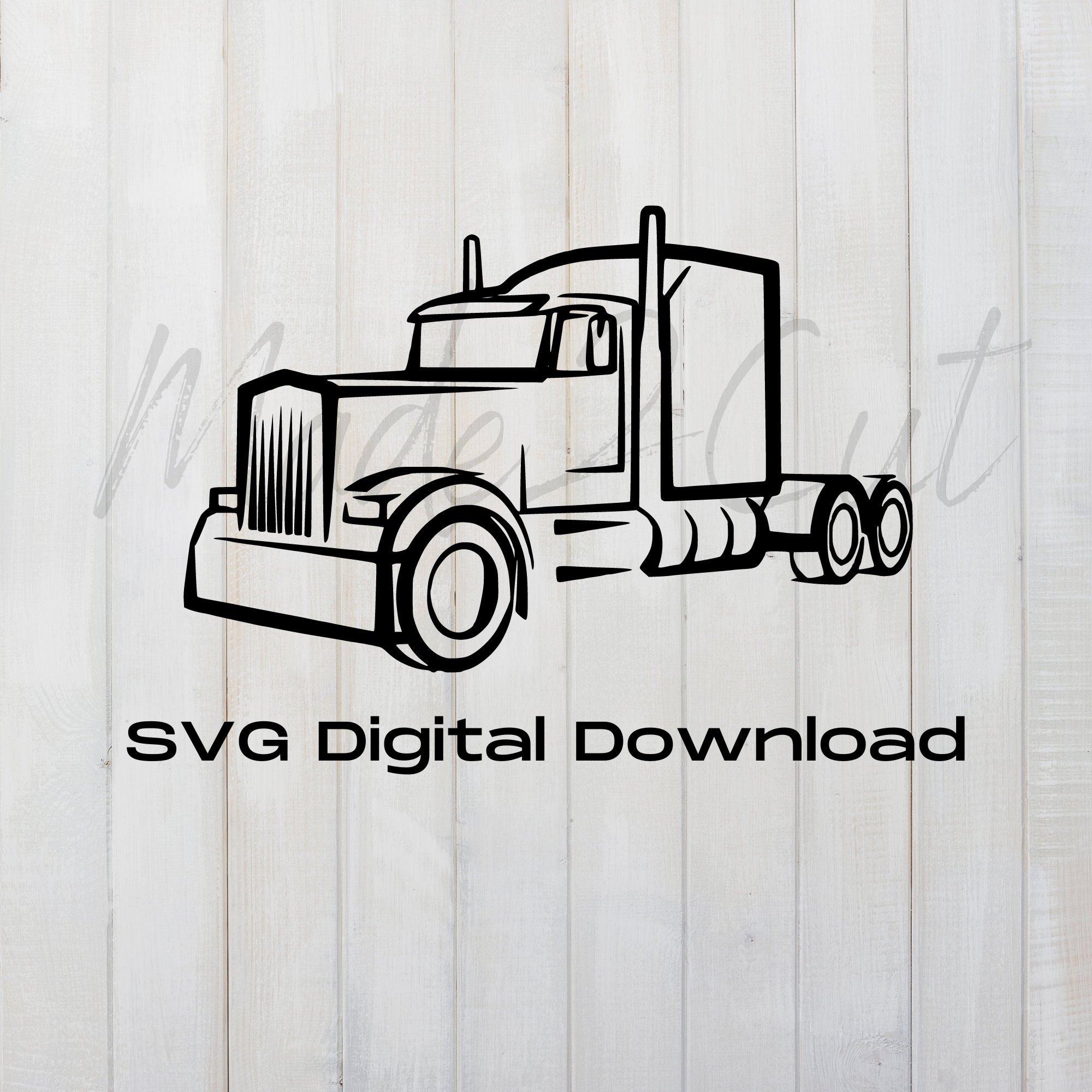 18 Wheeler Truck Silhouette Truck Illustration Black And White Truck