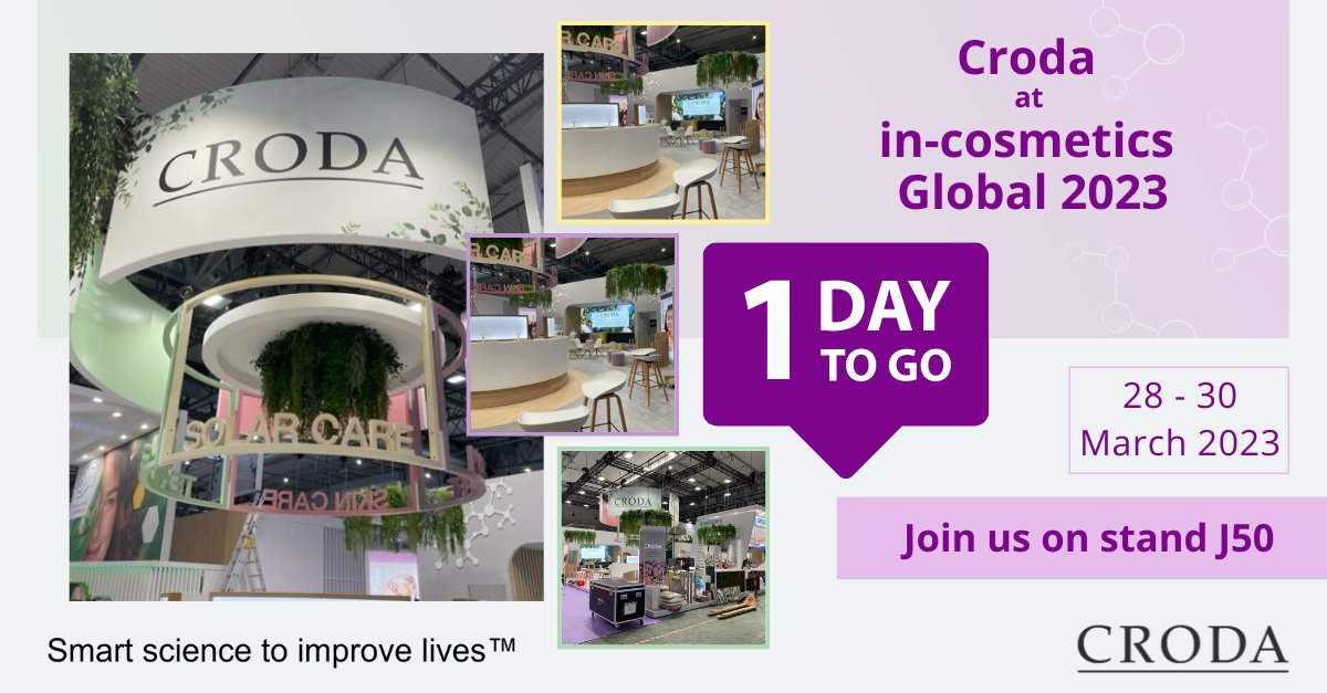CrodaPC's tweet photo. There is only ONE day to go until in-cosmetics Global 2023 in Barcelona! ๐
Our stand is starting to take shape now and the team are looking forward to welcoming you to stand J50.
#crodapersonalcare #incosmeticsglobal #incos2023 #barcelona #croda #incosglobal #incosmetics https://t.co/JOA7J0Mlio