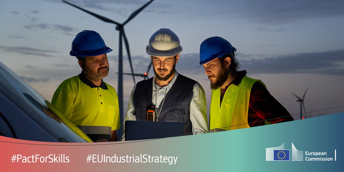 🌱 #Renewableenergy trade associations & representatives of installers of clean technologies, with the support of the @EU_Commission, launched the #PactForSkills.
It will empower workers with the skills needed for the green transition. #ElectrifyNow⚡
energy.ec.europa.eu/news/pact-skil…