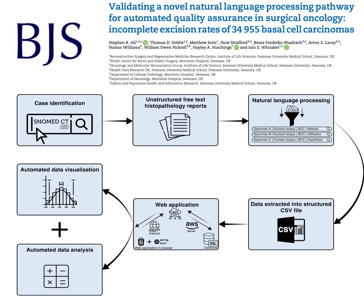 steveali89's tweet photo. 📚 New study from @ReconRegen redefines the future of quality assurance in surgical oncology !🌟We have successfully integrated an NLP pipeline into a web app, streamlining the clinical workflow for the largest global study on incomplete BCC excision rates 🌐 https://t.co/tmDCHrjD1X