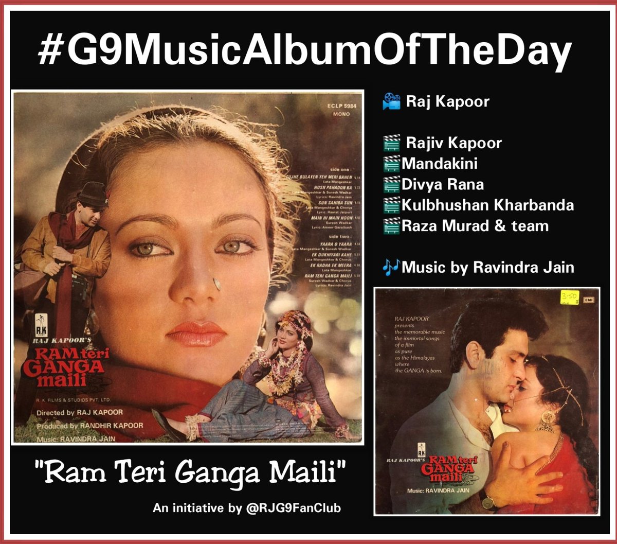 #G9MusicAlbumOfTheDay
#RamTeriGangaMaili

📽#RajKapoor
🎼#RavindraJain
🎬#RajivKapoor
🎬#Mandakini
🎬#DivyaRana
🎬#RazaMurad
🎬#KulbhushanKharbanda 

Thnx #RJG9DivyaSolgama Sir for including this #MusicalSegment in 2day's
#TheG9ShowPART2📻

🕰Mon-Fri (3-4pm)
Mum91.9FM-Kol94.3FM