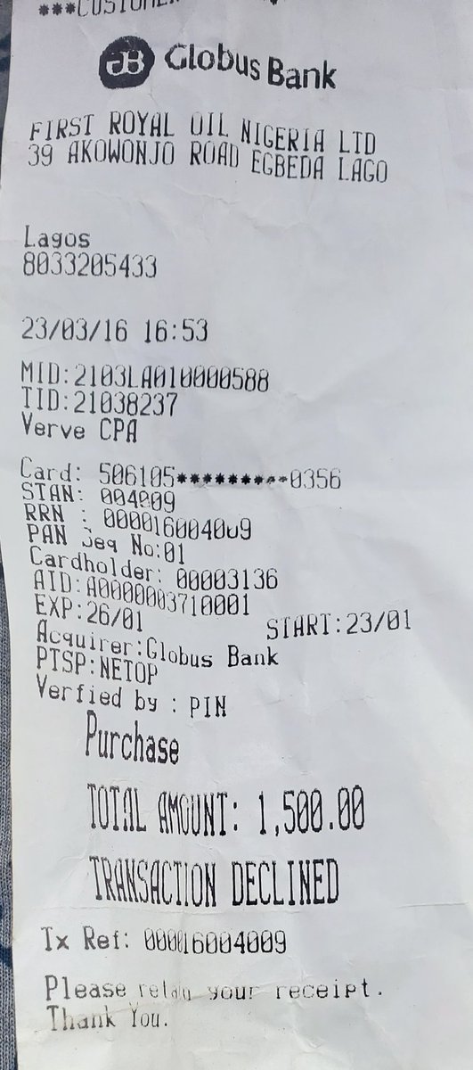 phemmy86's tweet photo. @FirstBankngr Hello.... I made a transaction on a pos... it declined while I was debited Account number 2020335041
Phone number: 070127062183
Debit: 1,500
Date: 16th March 2023 https://t.co/HRchg12pnG