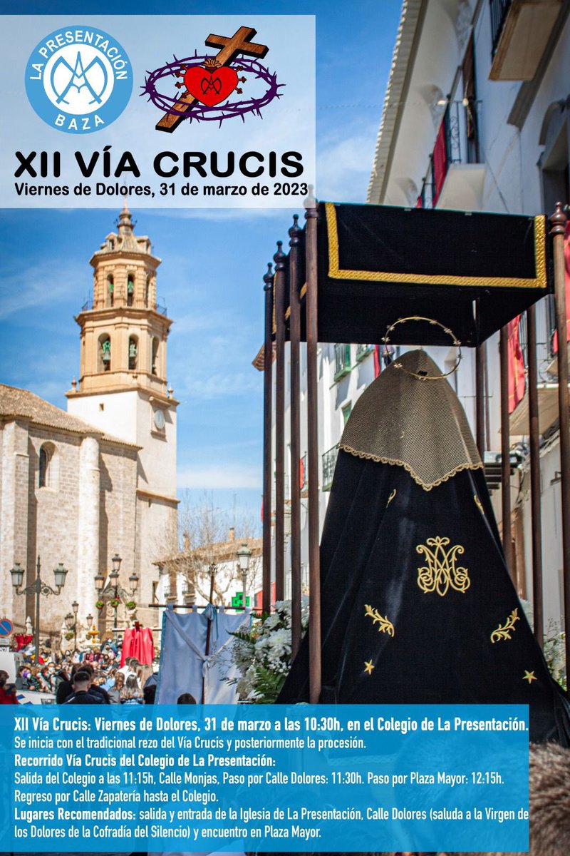 🕯️Un año más se acerca un día especial para nuestro colegio.

El viernes, celebraremos nuestro XII Vía Crucis en el colegio y por algunas de las calles de nuestra ciudad.
🤍#presentacionbaza #somospresentacion