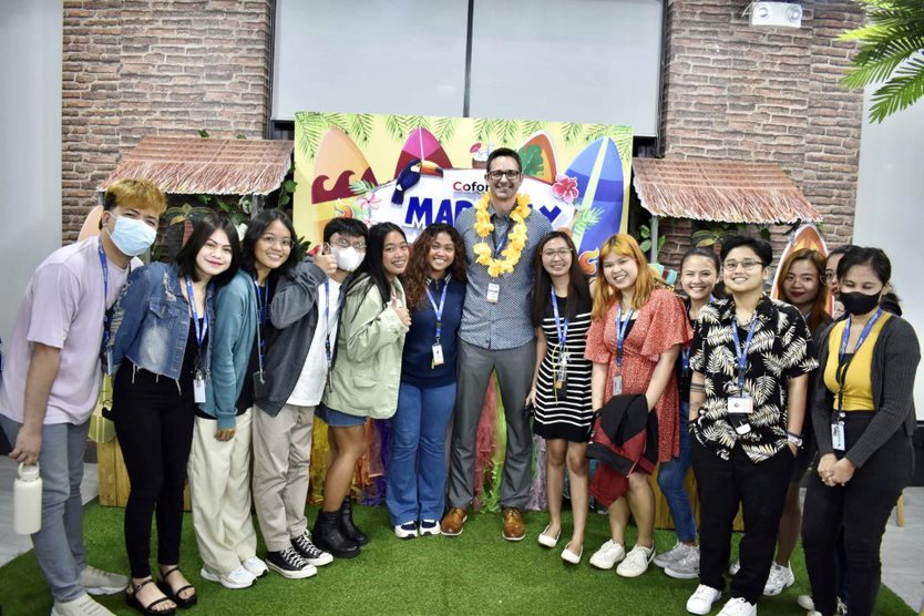 Coforge_Tech's tweet photo. Coforge BPS Philippines team members warmly welcomed Coforge EVP Maddee Hegde &amp; Fifth-Third Bank SVP Jake Sieving at a Luau Party-themed town hall. This fun event was based on the Filipino parlor game known as Kalamansi Relay. Here are some glimpses of the event. https://t.co/rwISP8OwBp