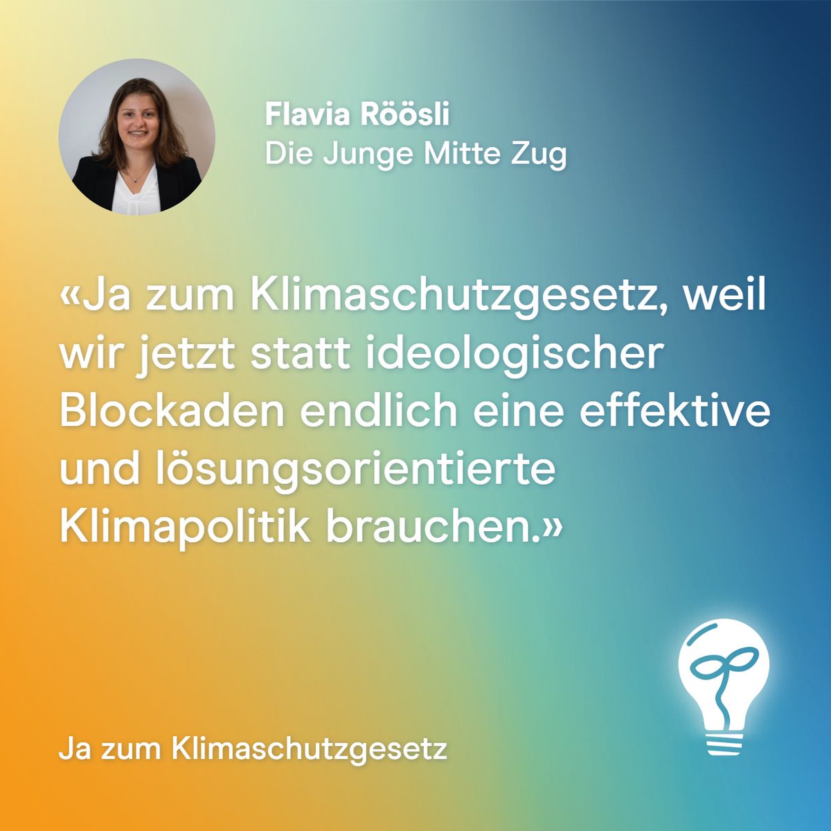 Flavia engagiert sich für eine lösungsorientierte Klimapolitik. Übernimm auch du Verantwortung für unser Klima und sage Ja zum Klimaschutzgesetz am 18. Juni!

@Flaviaroeoesli 
#Klimaschutzgesetz #LoiClimat