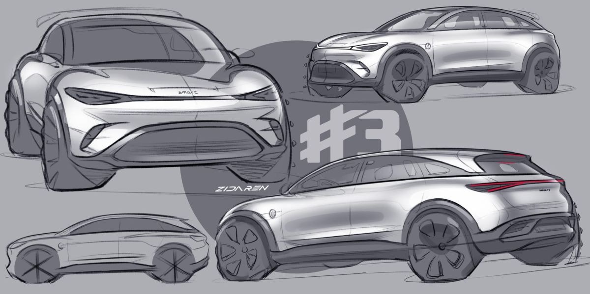 600voltios's tweet photo. RT @motorpuntoes: #Coches | El nuevo smart 3 queda al descubierto en unos bocetos oficiales, el primer compacto 100% eléctrico de la marca

https://t.co/RUwy7tAjAh

#Bocetos #Teaser @smart_spain #Smart3 #CochesEléctricos #CUV #Crossover https://t.co/3FYwecxrAc
