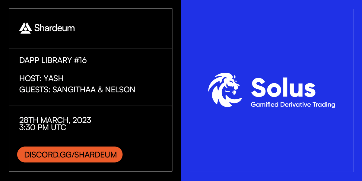 letsbuildweb3's tweet image. #dAppLibrary #16: @0x5olus
 
@yashjhade meets @dey_sanghita &amp;amp; @nelsonmalath to talk about helping novice traders become pro-future &amp;amp; options traders on @shardeum.

Tune in on 28th March, 3:30 PM UTC! #BuildWeb3 🚀

🔗 discord.gg/shardeum