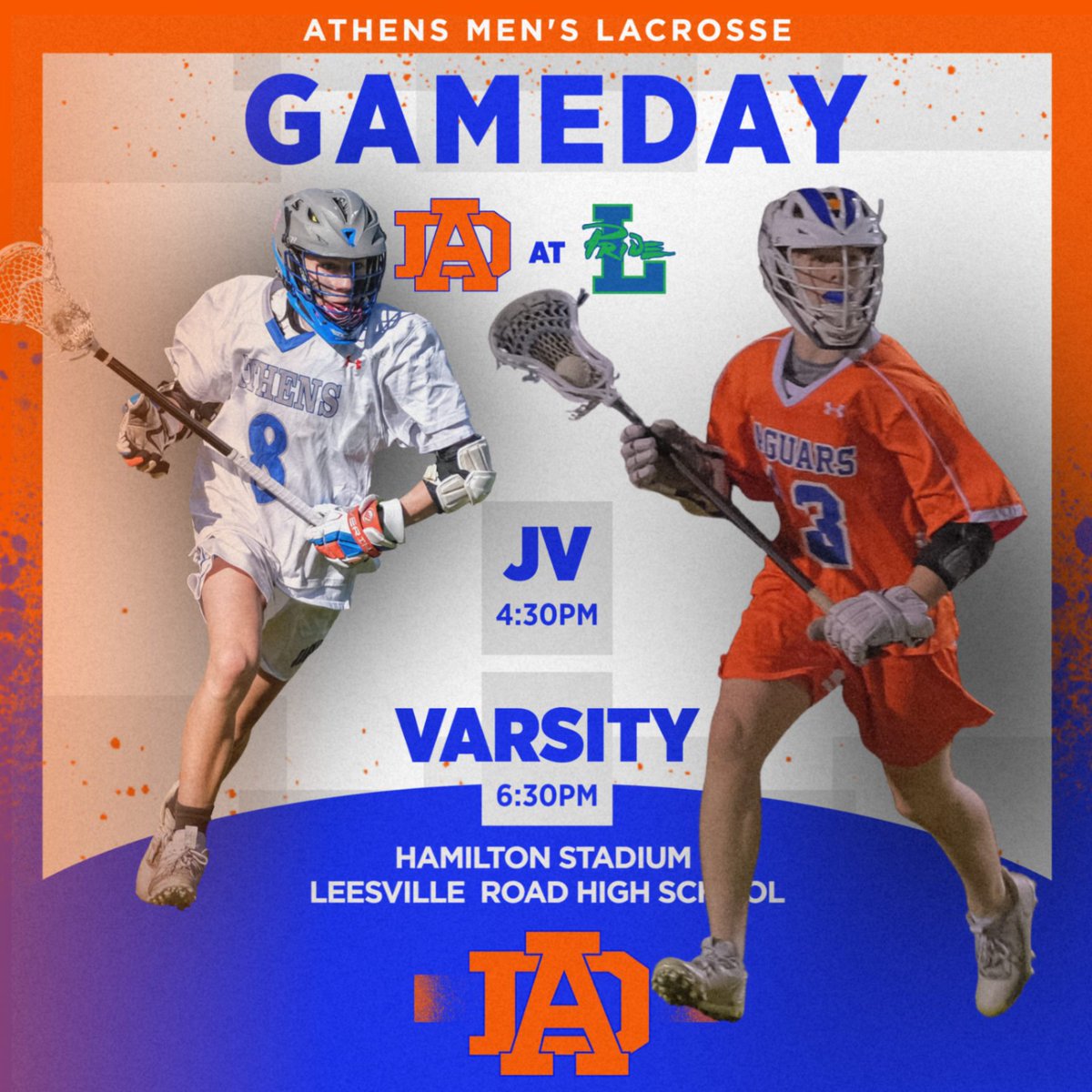 ADLaxHeadCoach's tweet photo. GAMEDAY!  Come out and support your JV &amp; Varsity Jags as they take on the Leesville Pride!  JV 4:30 - Varsity 6:30  Let's go Jags!  @athensjags @athensjaguarlacrosse https://t.co/EAw0qFqB5z