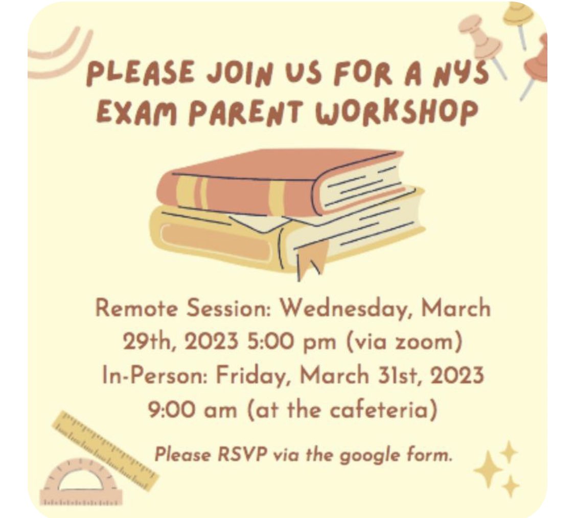 urenathus's tweet photo. Third Grade Parent Workshops
March 29th at 5 pm via zoom
Friday March 31st at 9 am inperson . Together is better! #WeallLEARN❤️💛💙💚💜@nycdistrict30 https://t.co/gOthRRlNY5