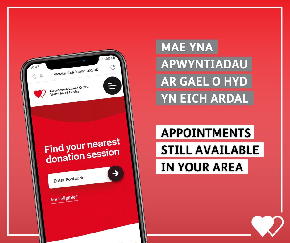 HELP!
We still have over 40 appointments available at our Carmarthen St David’s Trinity college blood donation session tomorrow!
28/03/23 📌 SA31 3EP
This could mean a potential over 120 lives saved.
Click here to book your appointment to save lives.
wbs.wales/CarmarthenAthR…