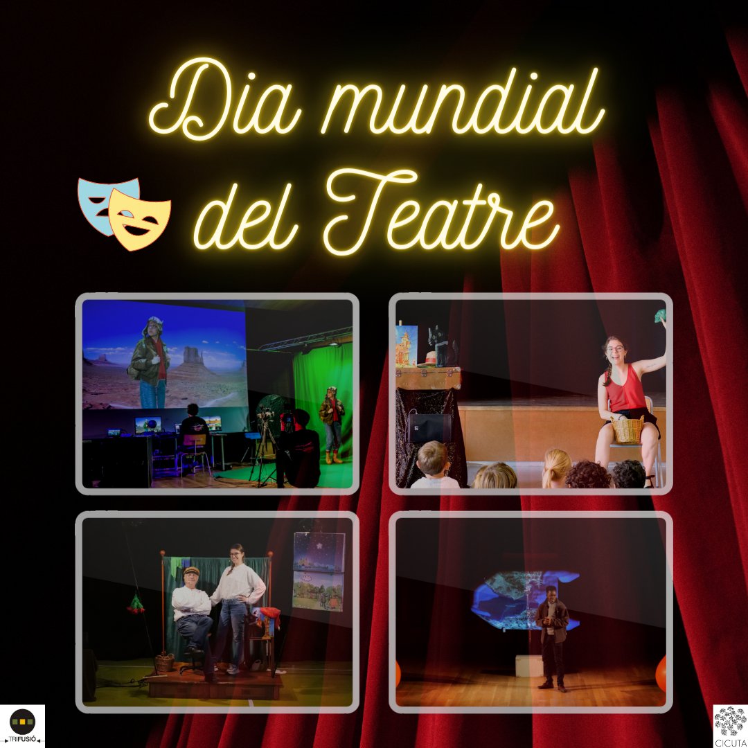 trifusio's tweet image. 🎭Avui, 27 de març, se celebra el "Dia mundial del Teatre". Des de TRIFUSIÓ volem unir-nos a la celebració i compartir amb vosaltres la felicitat que ens fa formar part d'aquest món. Moltes felicitats a totes i tots els "teatrerus"!!

#diamundialdelteatro #Cicuta #ArpilleraTeatre