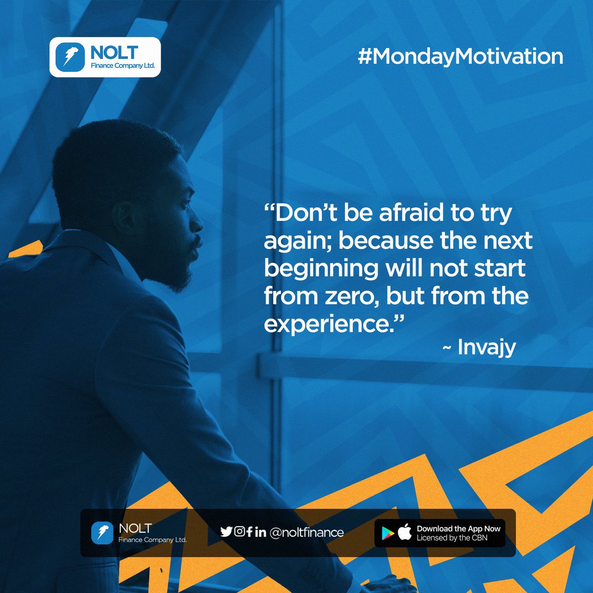 NoltFinance's tweet photo. It's a new week, and a new opportunity to make sound financial decisions.
If you've struggled with managing your finances in the past, don't be afraid to start again.
#noltfinance #MondayMotivation
#Fintech250 #fintechnews #NewWeek #SME #SmallBusiness #loans #investmentatease https://t.co/Gdk6SrPGKt