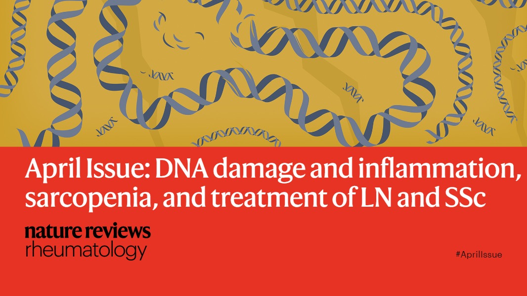 NatRevRheumatol's tweet image. Our #AprilIssue is out now featuring #DNA damage and #inflammation in rheumatic diseases, treatment of #Lupus nephritis, #SystemicSclerosis management and Rheumatoid #Sarcopenia 

go.nature.com/3FUdHeM