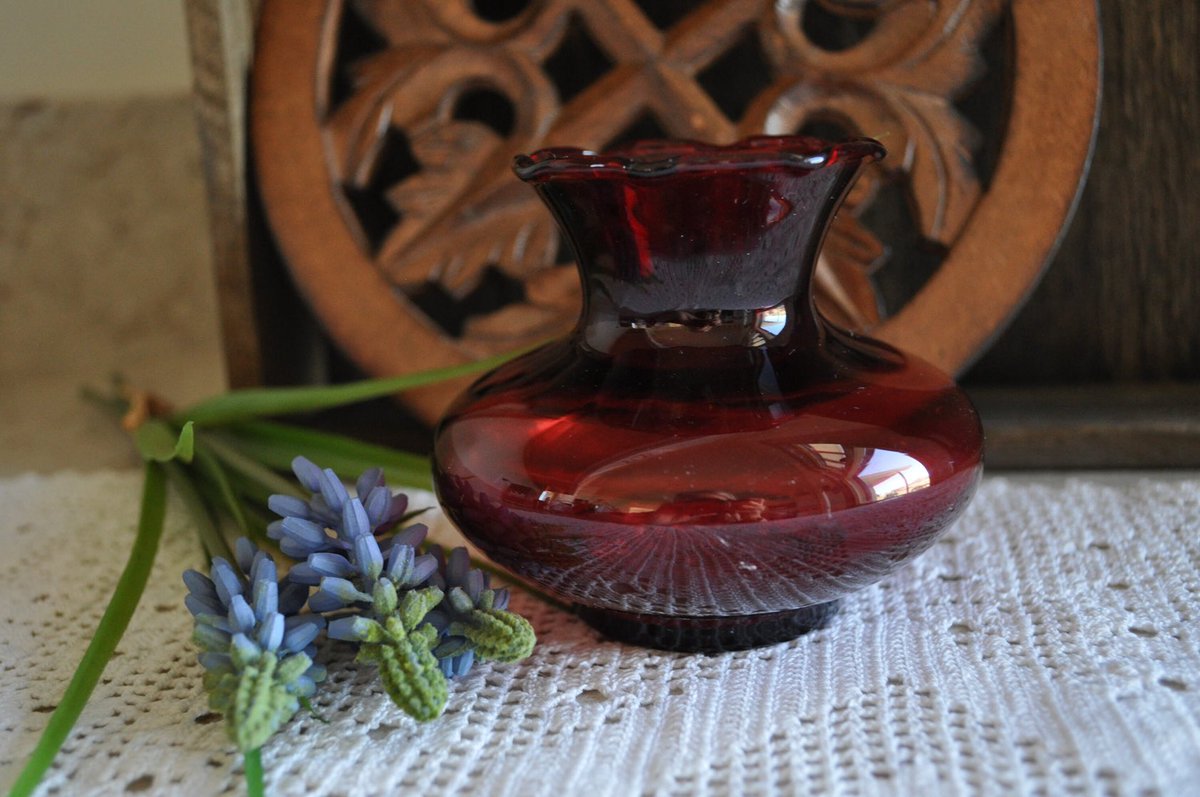 Excited to share this item from my #etsy shop: Anchor Hocking Ruby Red Ruffled Top Vase #anchorhocking #vintagevase #flowervase #homeaccessories etsy.me/3KaWuQH