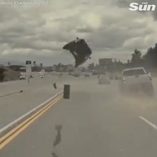 The Sun on Twitter: "Shocking moment car is launched 10 feet into air
