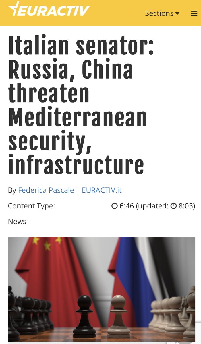 🎙️ My interview @EURACTIV :

Security of Mediterranean also means protection of maritime trade routes &amp; strategic infrastructures such as gas pipelines, submarine internet cables. Energy production is moving South; our interest is to keep it a safe area. euractiv.com/section/politi…