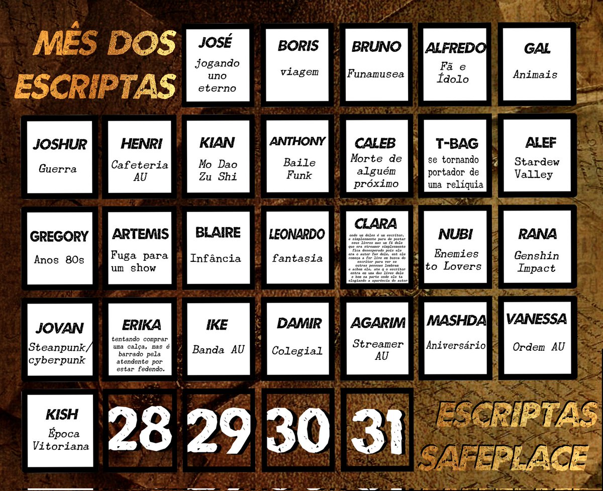 SAFESCRIPTA's tweet photo. DIA 27
(esse mรชs tรก finalmente acabando!)
Para interagir vc pode usar:
#EscriptasStans
#EscriptasMonth
#EscriptaMonth https://t.co/wEncutWaSz