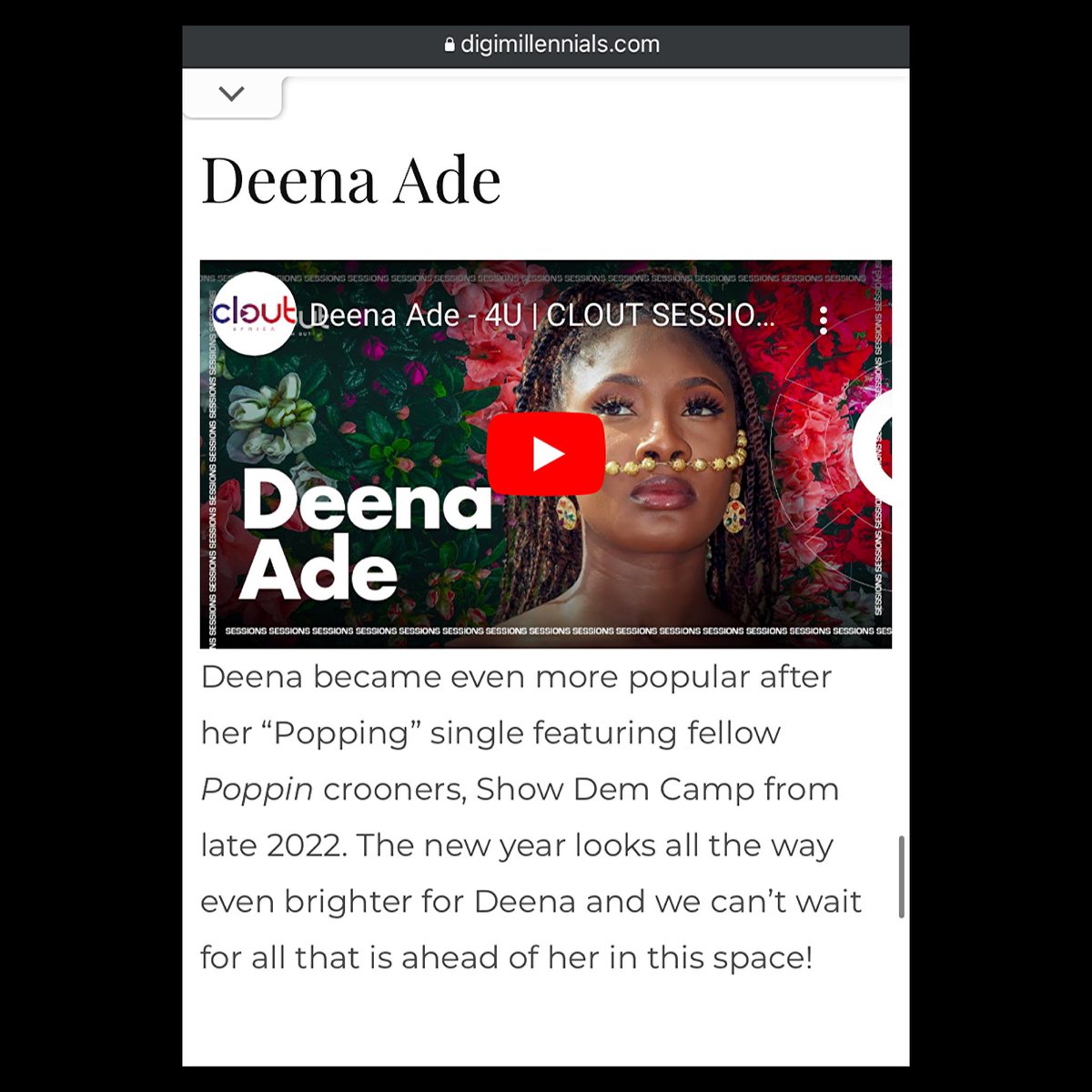 We're excited to see two of our clients @EssilfieMusic and @DeenaAde listed by @DigiMillennials as the NxtGen Female Artistes Taking Over Afrobeats Culture. 🎉

Go read the full article on digimillenials.com 

#MaxtremePR #MaxtremeInc