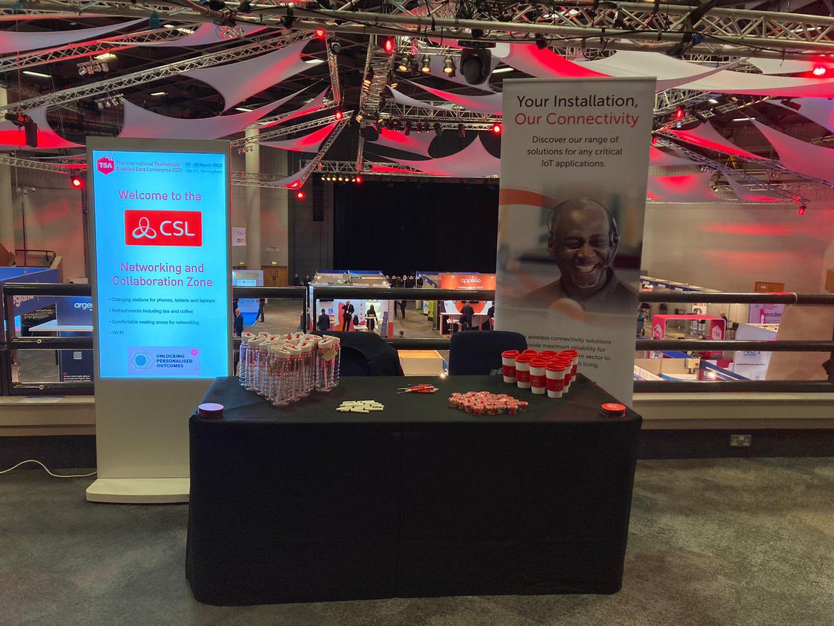 CSLGroupLtd's tweet image. Day 1 at #ITEC2023 in Birmingham! Our IoT Team are in the Knowledge &amp;amp; Networking Zone discussing how we can help Telecare Providers navigate the transition from analogue to digital 👆🏼