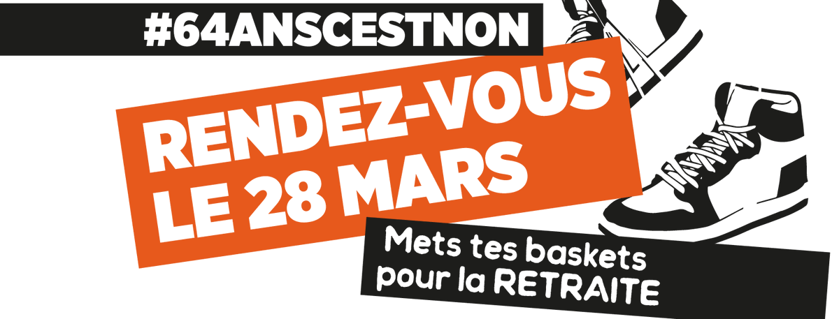 #ReformeDesRetaites 
LA MOBILISATION CONTINUE !
La <a href="/fncbcfdt/">Fédération Construction et Bois CFDT</a> appelle à une 10e JOURNÉE DE MOBILISATION le 28 MARS. Soyons massivement dans la rue pour mettre la pression sur le Gouvernement et obtenir le retrait des 64 ans #64ansCestNON <a href="/cfdt/">CFDT</a>