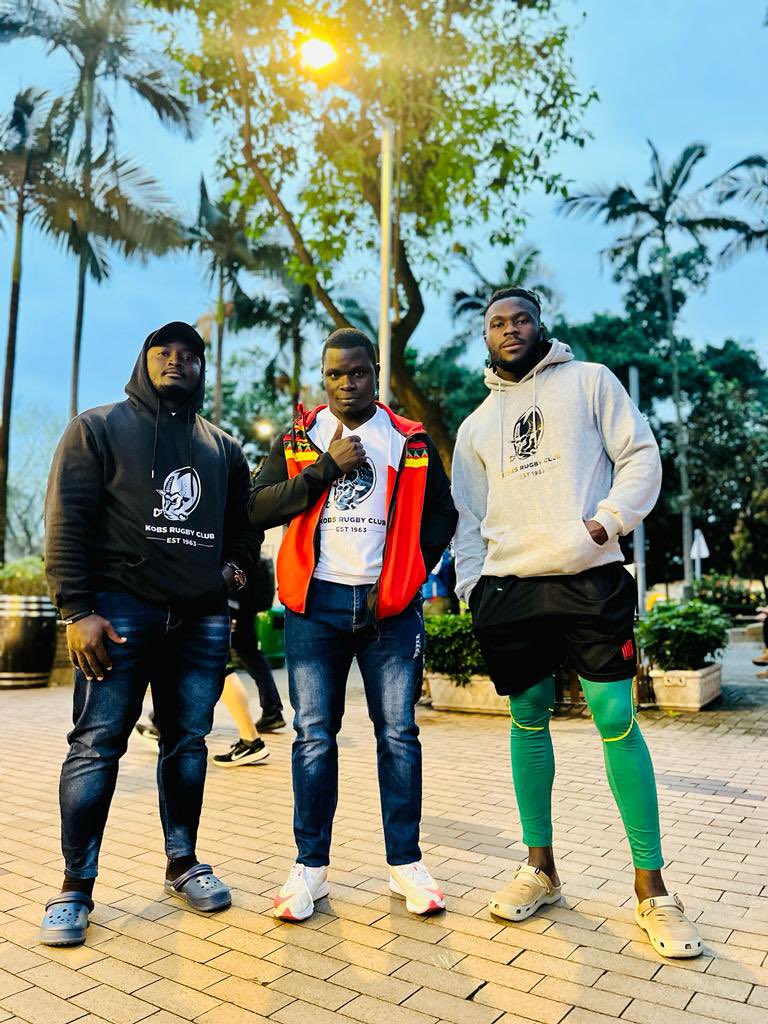 Lads on tour with the East Africa Rugby Club at the 2023 Hong Kong 10s. 

Good luck on tour! 🎸 
@jjuukojude8, @FOdugo & @piusogena 

#PoetryInMotion | #HK10s