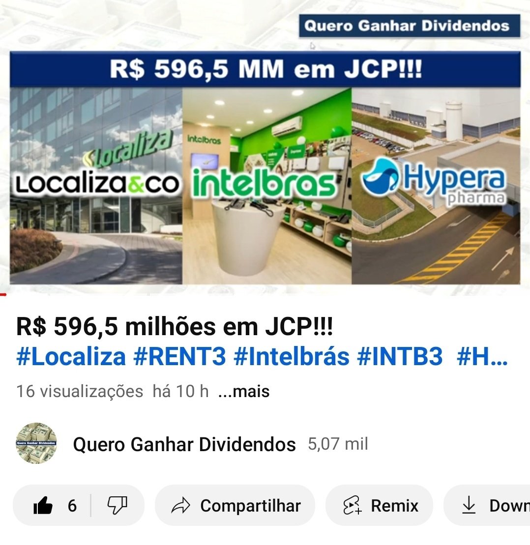 QDividendos's tweet photo. R$ 596,5 milhões em JCP!!! #Localiza #RENT3 #Intelbrás #INTB3  #Hyperapharma #HYPE3 #Dividendos #JCP
https://t.co/iGFfubHRGu https://t.co/EcWujyDHCL