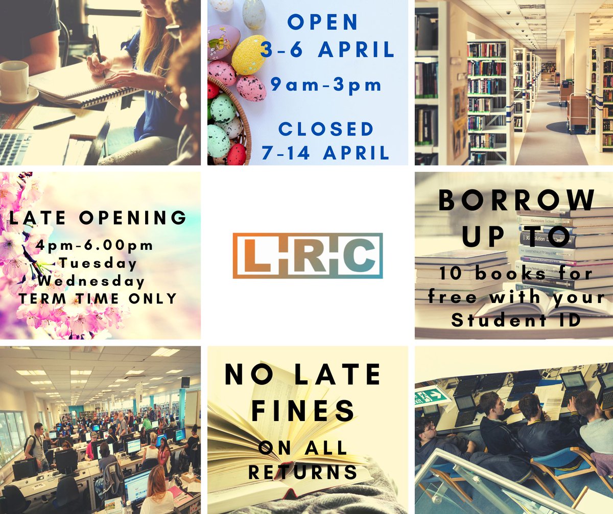 Our opening times over the Easter Break and don't forget we have books to help you from exams, texts books to pleasure reading.....