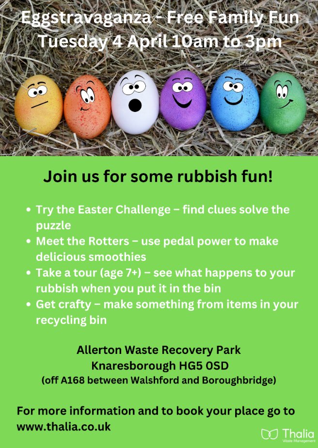 Easter fun! If you're looking for something fun to do with the children over Easter, Allerton Waste Recovery Park are holding a free family fun day 😄
#easterfun
#eggstravaganza