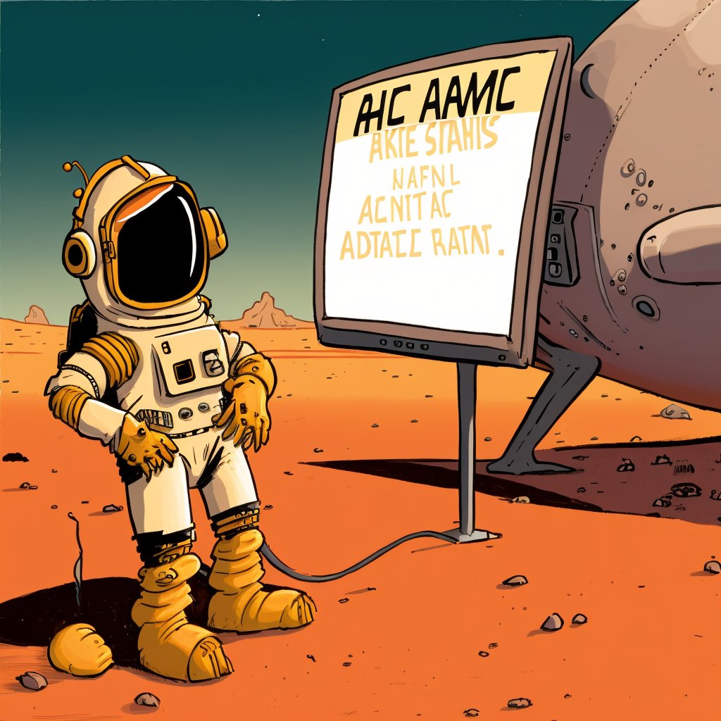 dataxlr8r's tweet image. 🤖🎭 When you ask an AI to plan your weekend, and it books you a trip to Mars! 🚀🔴 Fasten your seatbelts, we&apos;re in for an interplanetary adventure! 😂👽 #AIantics #OutOfThisWorld