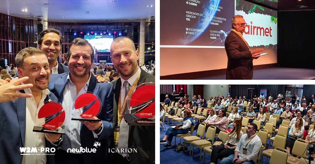 World2Meet's tweet photo. Este sábado participámos na #19convençãoairmet na #Madeira onde #W2MPRO foi premiada como Melhor Centro Hoteleiro; #newblue, Melhor Operador Charter; e #Icárion, Melhor Operador Turístico.
Obrigado #AirmetPortugal por estas distinções e à nossa equipa de vendas pelo seu trabalho https://t.co/0TqFPK27EL