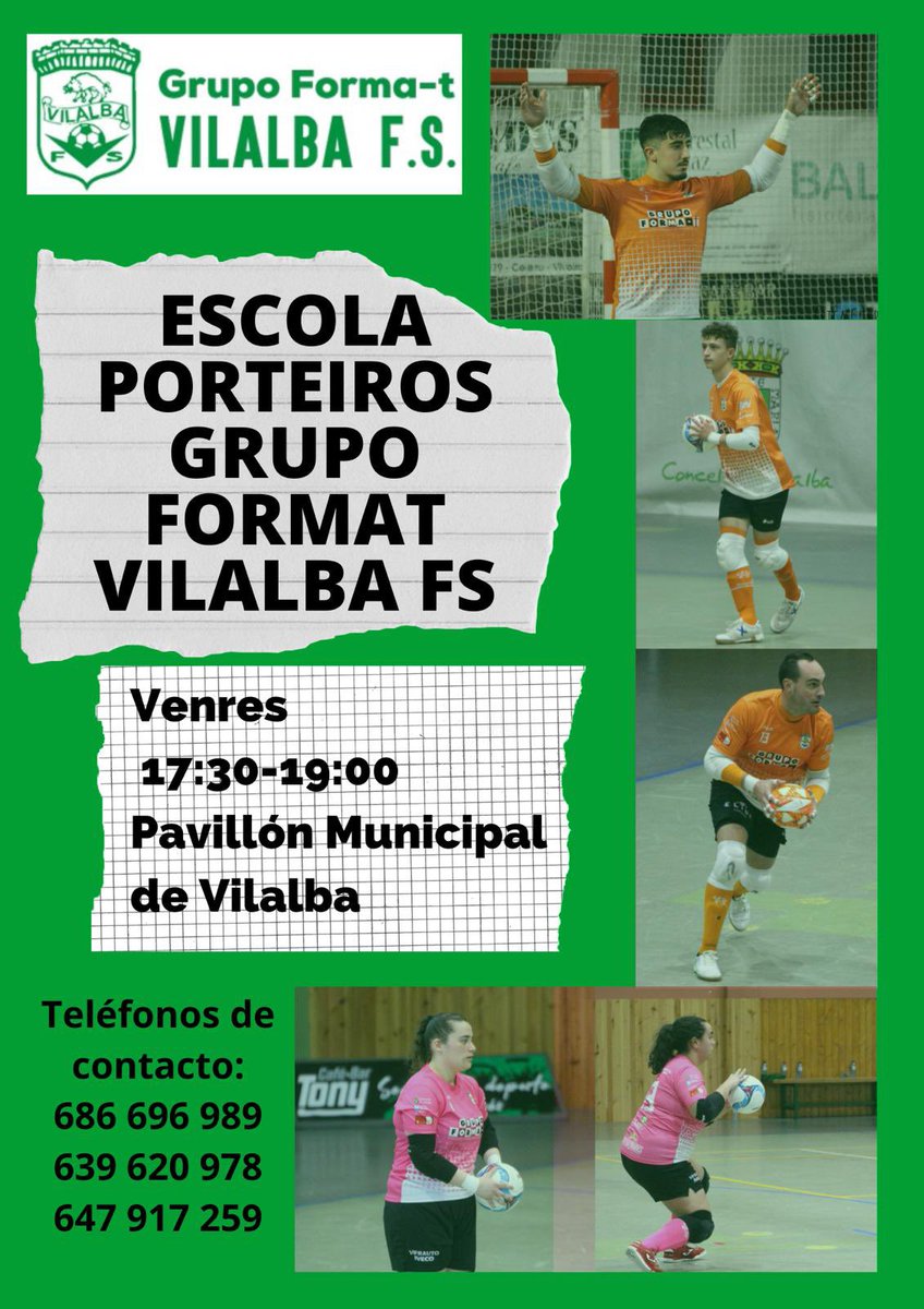 vilalba_fs's tweet photo. 𝐄𝐒𝐂𝐎𝐋𝐀 𝐃𝐄 𝐏𝐎𝐑𝐓𝐄𝐈𝐑𝐎𝐒 🟢

❗️Damos comezo a un novo proxecto! 

🥅 Nesta escola axudaremos aos nosos nenos e nenas no seu crecemento nos aspectos mais específicos da portería

📞  Máis información nos números de teléfono ou achegandote ao Pavillón Municipal https://t.co/6mDif65x34