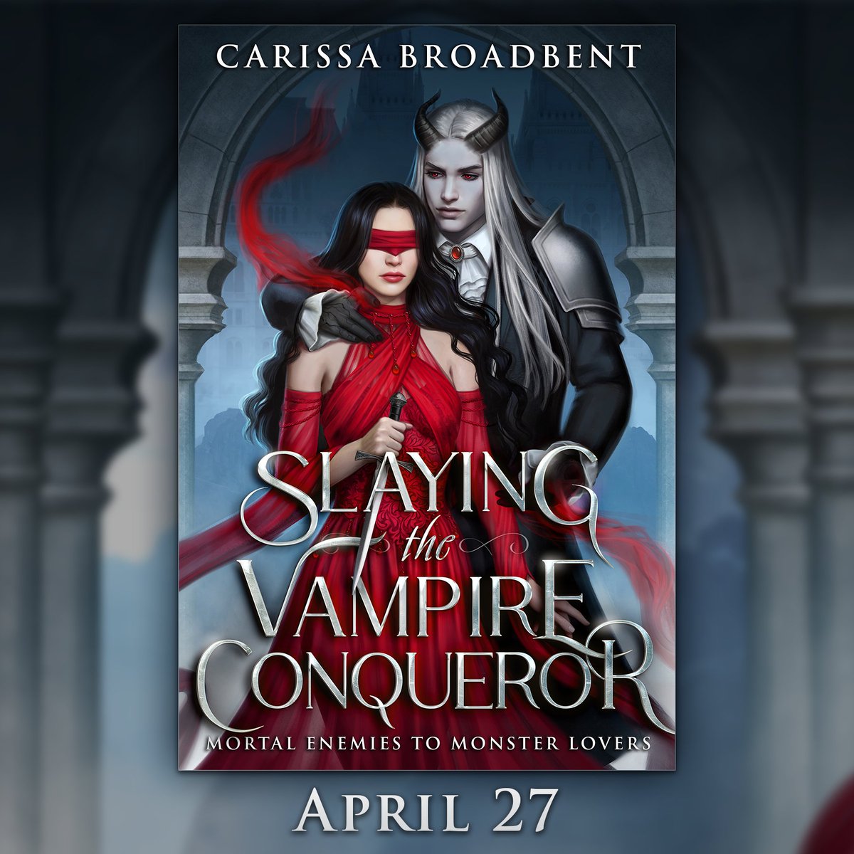CarissaNasyra's tweet photo. BEHOLD. Kicking off cover reveal week with Slaying the Vampire Conqueror, coming April 27!
This incredible cover (and the covers for the entire Mortal Enemies to Monster Lovers series!) is by @nataliebernardart and she is amazing.
Preorder in ebook here: https://t.co/SzNsGqpp6M https://t.co/JowaKeyXw5