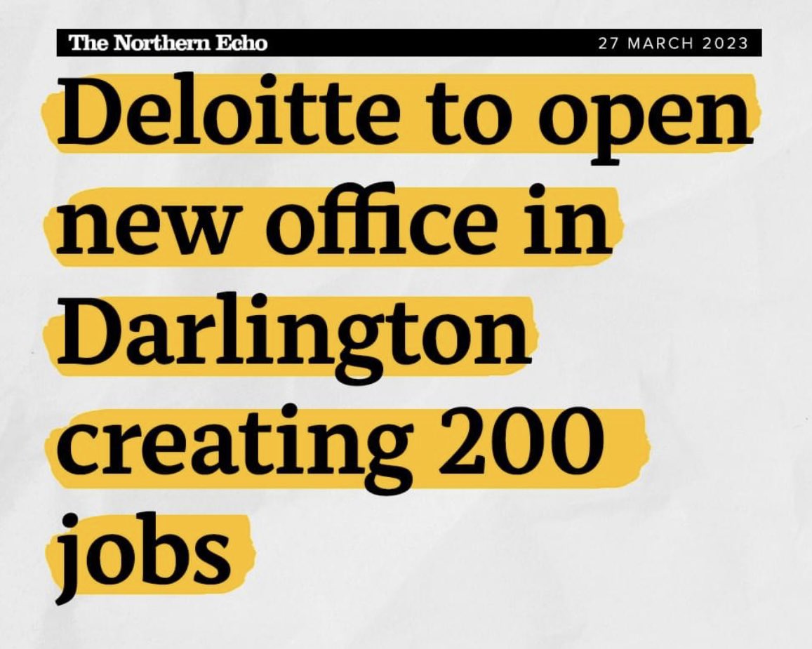 Gibbo4Darlo's tweet image. Welcome to Darlington @Deloitte Levelling up in action👇 @TheNorthernEcho @JonathanDulston @BenHouchen  #StayLocalGoFar