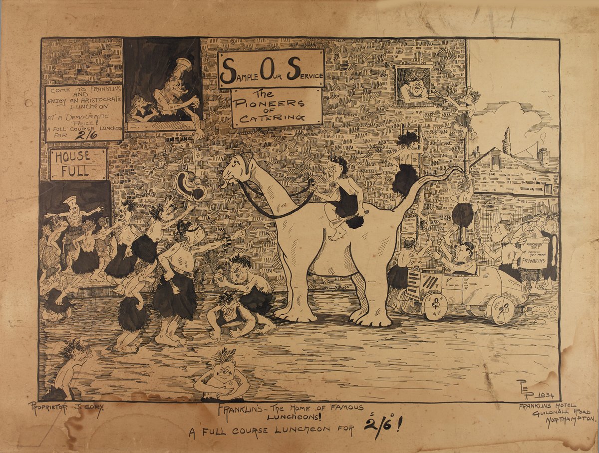 NorthantsPast's tweet image. Whilst searching to assist one of our Researchers, we discovered that it certainly wasn't all doom and gloom in the 1930s... 

Reference: P/3554
Keep an eye out for a few more Franklin's Hotel adverts this week.