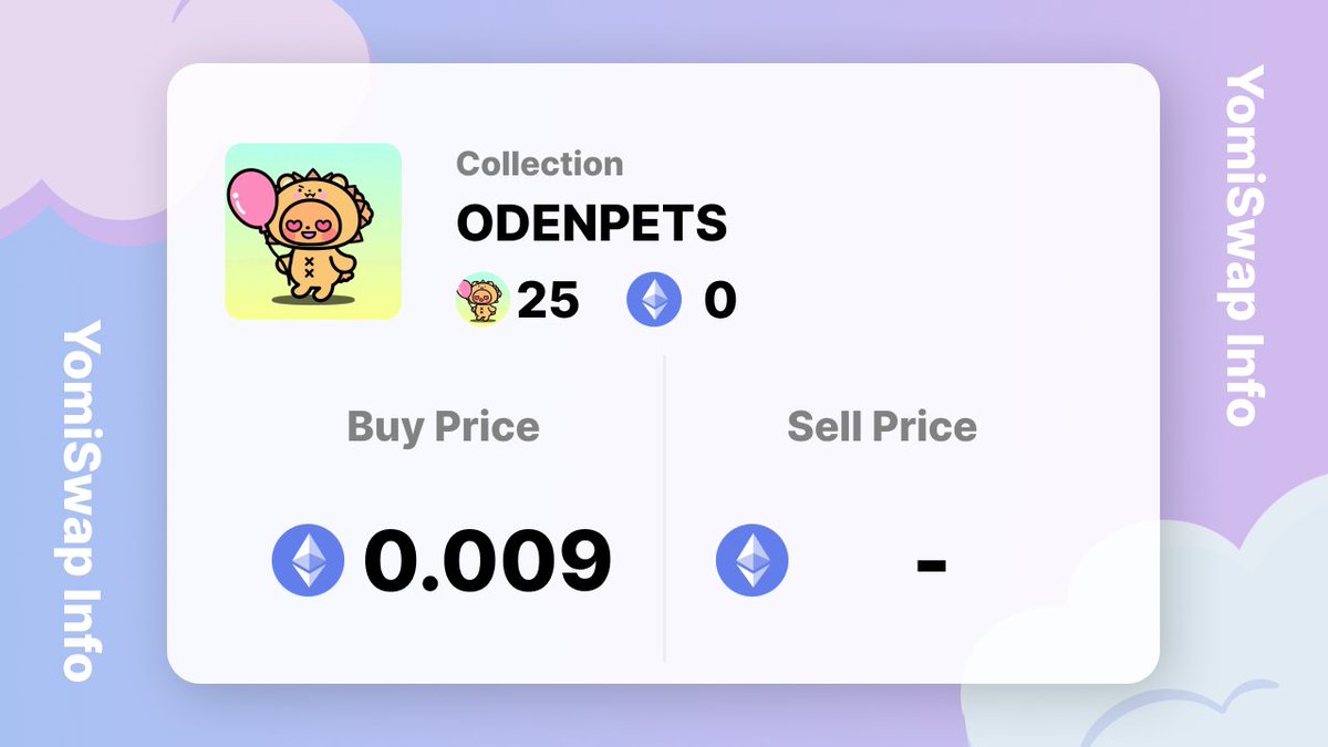 YomiSwap's tweet photo. \\ 今日のYomiSwap🤔🍬 // ODENPETS  YomiSwapは即時購入と売却ができる不思議なマーケットプレイスです。 ちょっとだけ他より安く買ったり、高く売ったりできるかもしれません。
是非、覗いてみてください✨ 👉https://t.co/eL5gokkMU7 https://t.co/KjehrauWrv