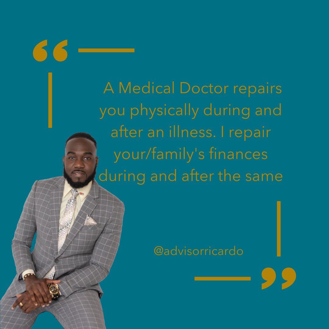 AdvisorRicardo's tweet image. Repair your/family's finances #DoctorInsurance #Finances #Repair

#LifeInsurance #EstatePlanning #Investment #Legacy #Pension #BusinessInsurance #HealthInsurance #CriticalIllness #Family