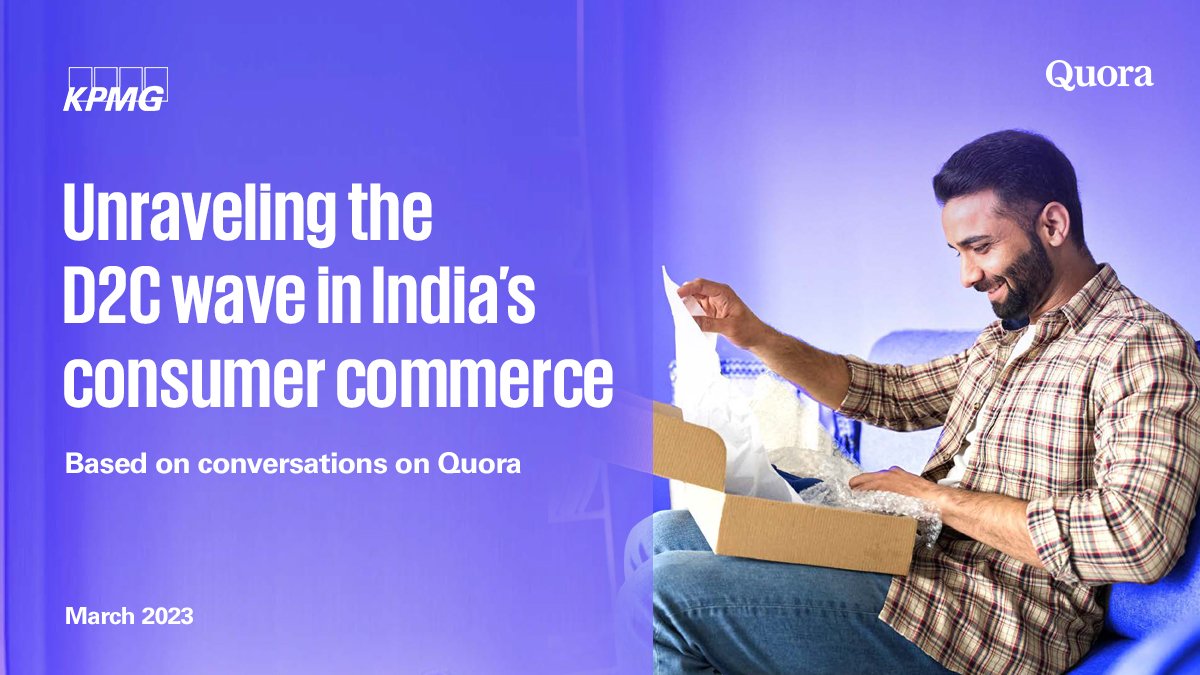 KPMGIndia's tweet photo. The latest report by @KPMGIndia - @QuoraBusiness delves into the emerging trends of #consumercommerce in India, whereby customers utilise various touch points across channels. Explore insights in detail here 👉 https://t.co/aE8WdhplD8 https://t.co/nk9squpZUc