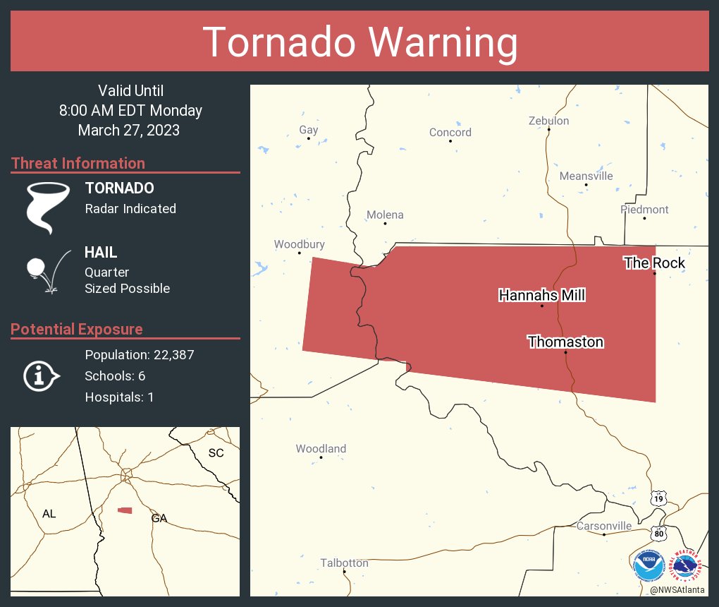 NWS Atlanta on Twitter "Tornado Warning continues for Thomaston GA
