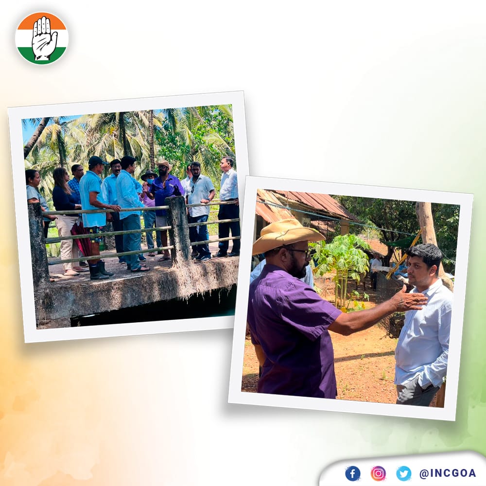 INCGoa's tweet photo. GPCC President @amitspatkar with @SavioDsilvaa ,@ViriatoFern and other Congress leaders visited Dando, Pale-Velsao to inspect the illegal double tracking work by RVNL, extends all legal assistance from the Congress to the beleaguered residents against the illegal double tracking https://t.co/6MeNzawyhc