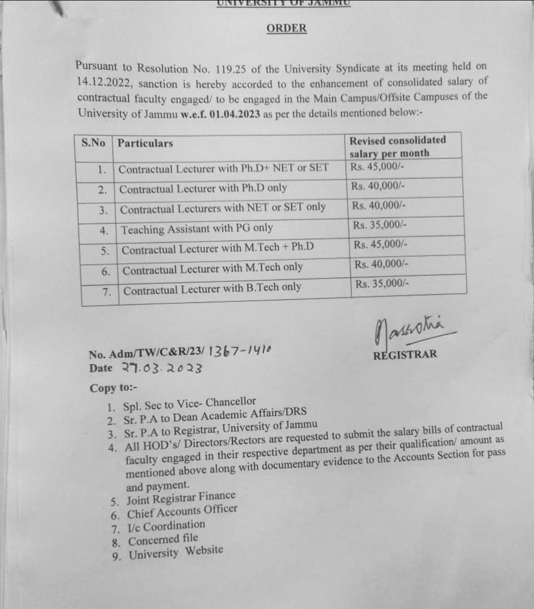 JkCollege_Contr's tweet photo. If Jammu University can enhance salary of contractuals to 45000 Per month, what is stopping @Hr_Educationjk @AlokKum36531399 from hiking the salary of Contractuals working in different Colleges of Jammu and Kashmir. Kindly, treat us at par with Contractual faculty working in https://t.co/z3UBt5NWug