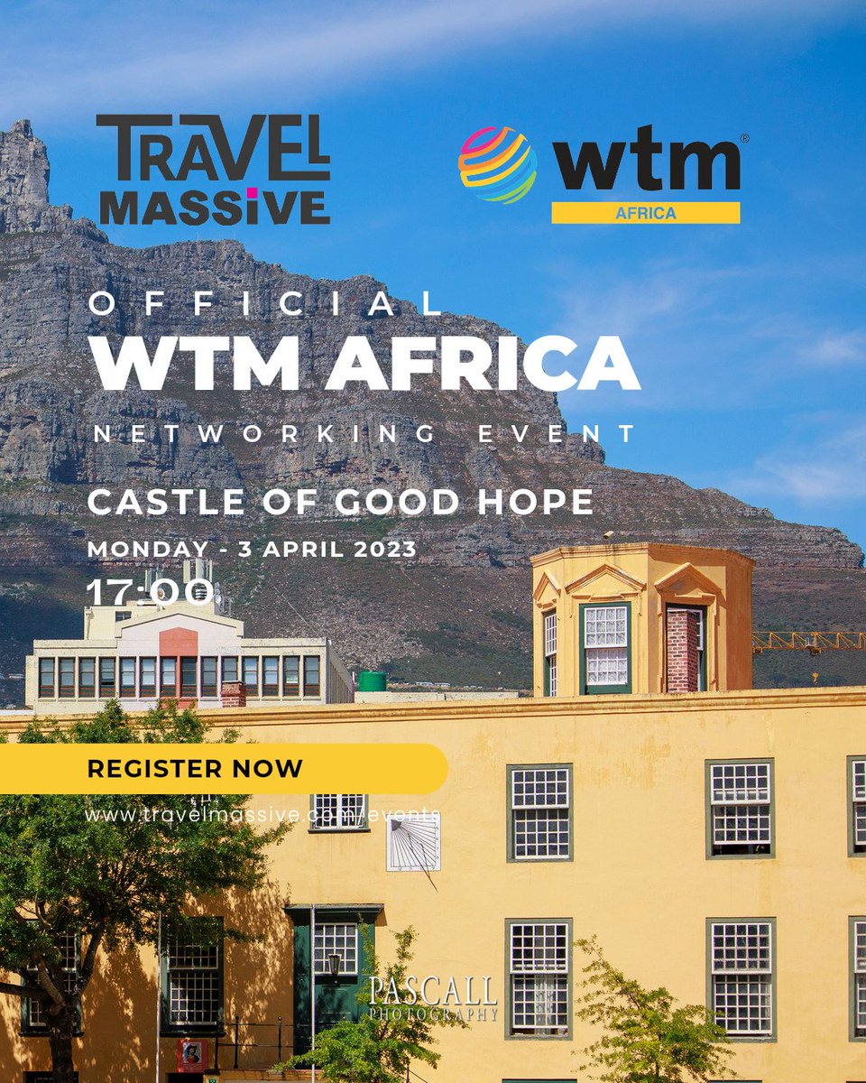Join us at the Official Networking Event for WTM Africa 2023 hosted at the Castle of Good Hope

Date: Mon, 3 April 2023
Time: 5pm

Bring business cards to win prizes &amp; LOTS of networking opportunities.

To sponsor a prize or showcase your product, email howzit@iamcapetown.co.za